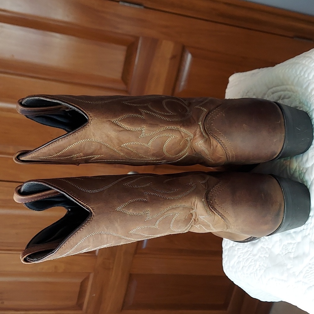 Masterson Boot Co Men's Western Cowboy Leather Boots, in Tan 9.5 Extra Wide, EUC - Picture 3 of 7